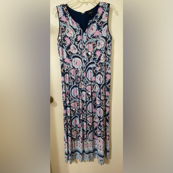 Talbots 8P Blue & Pink Paisley Maxi Dress - Picture 5 of 9